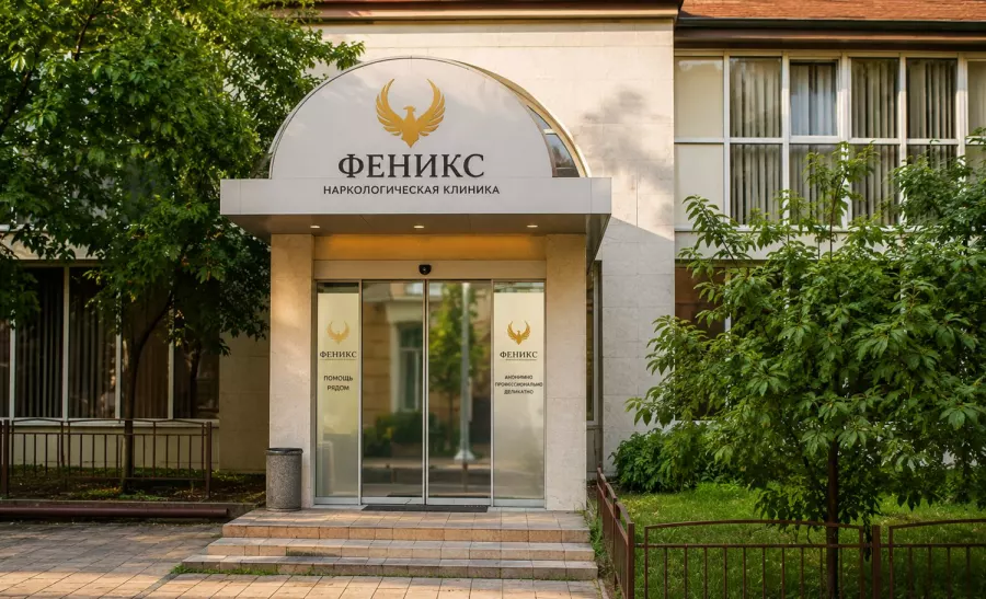 Вход в наркологическую клинику «Феникс» в Ворсме